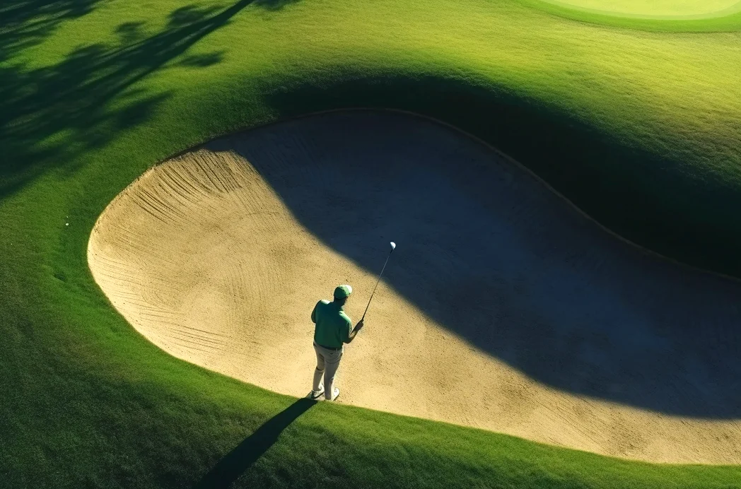 Aerial view of a golf course bunker